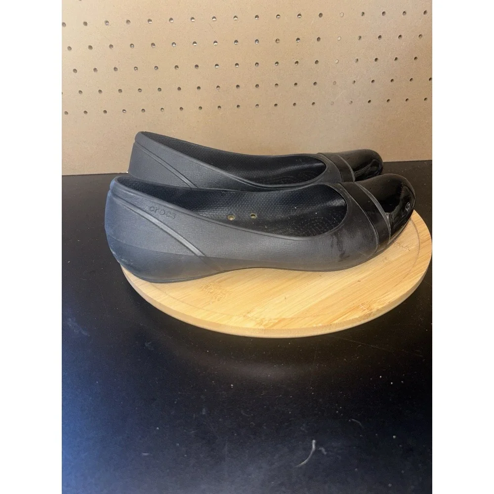 Crocs Womens Brynn Ballet Flats Shoes Black Slip On Strap Round Toe Comfort Sz 9 - Picture 4 of 9